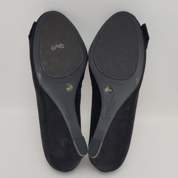Jessica Simpson Sheryll Womens Suede Black Bow Toe Slip On Wedge Shoes Size 8M - Picture 12 of 12